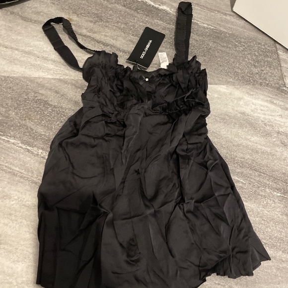 NWT Dolce Gabbana black babydoll top with gem - Picture 1 of 5